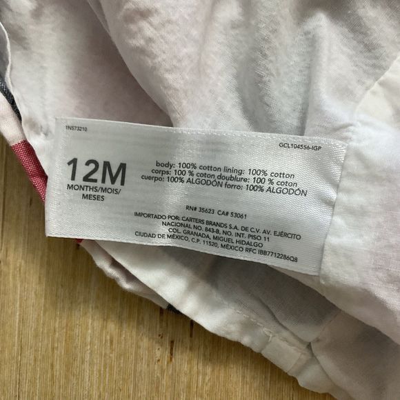 Carter’s Girls 12 Month Summer Sundress dress Madras/checkered Red White Blue - Picture 3 of 3